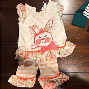 Rare Editions Peach and White Striped Outfit